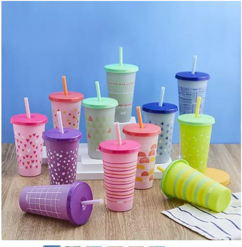 Cups with Lids and Straws, Non-BPA Leak-Proof Screw-On Lid with Straw Made of Durable Plastic and Silicone, Perfect Baby Cup Bundle for Kids, Size
