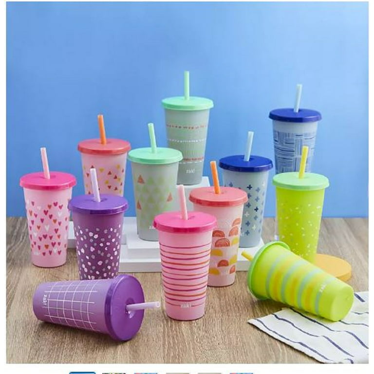 color changing 4-count lidded tumbler & straw set