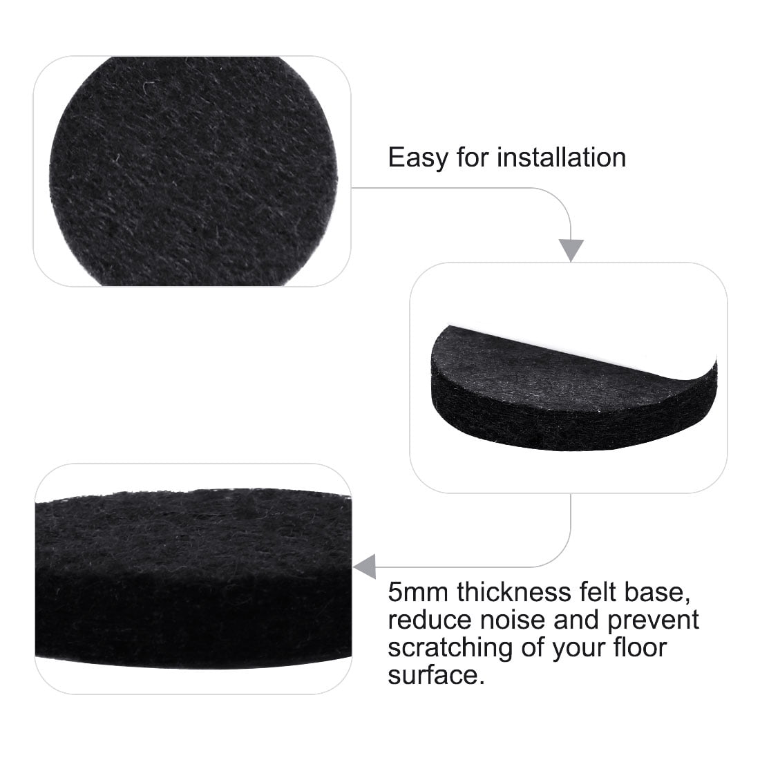 Unique Bargains 100pcs Round Self-stick Anti-scratch Furniture Felt Pads for Chair Feet