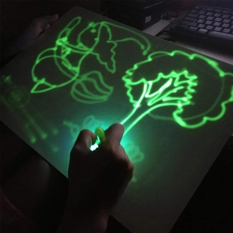 PVC A4 Licht im Dunkeln Kinder Spielzeug leuchtende Zeichenbrett Sketchpad DE 