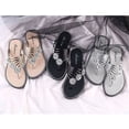 thumbnail image 4 of Women's Flip Flops Rhinestone Flower Flat Slippers Thong Sandals for Indoor Outdoor Daily Holiday Travel, 4 of 6