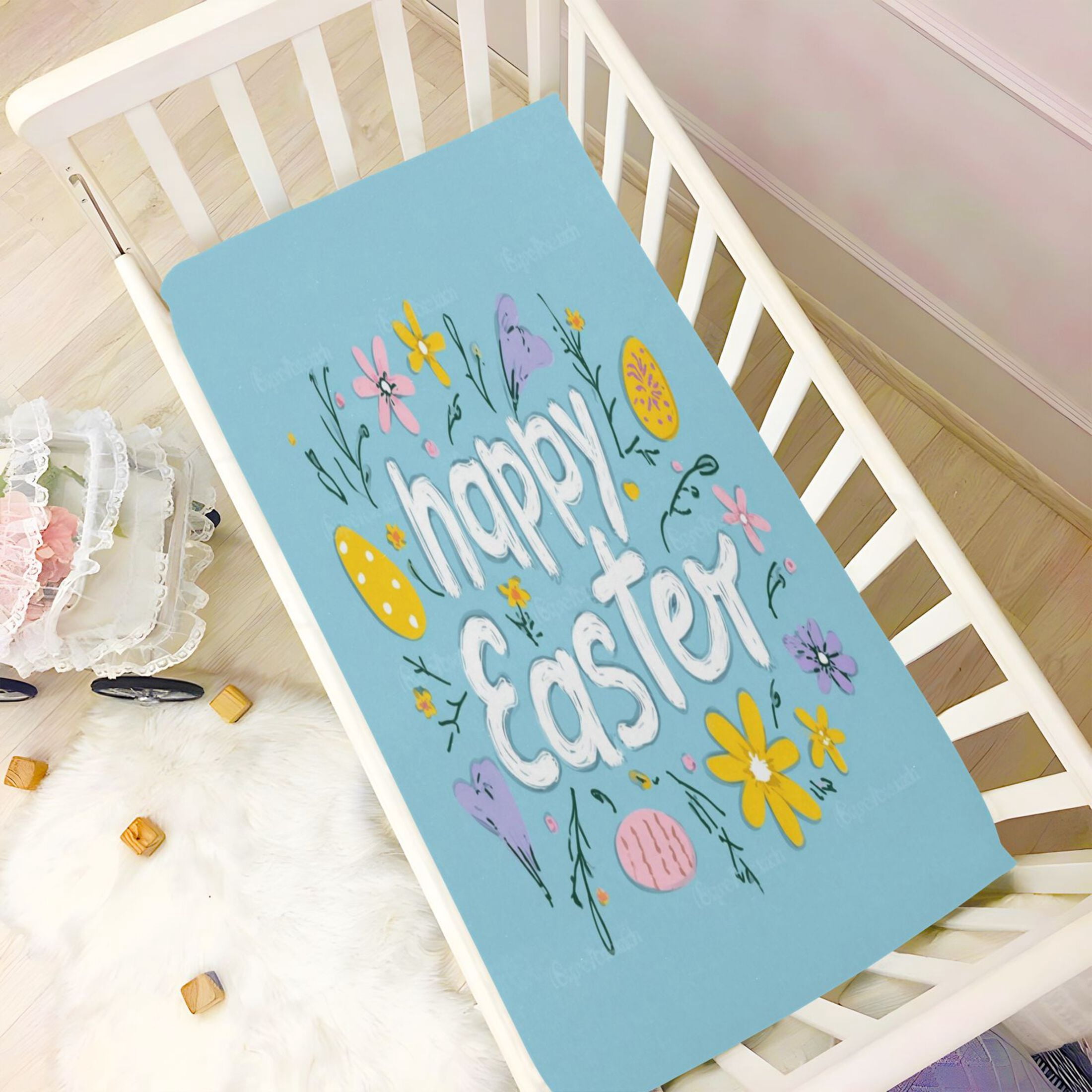Baby Essentials 52”x 28”- Standard Cotton-like Modal Elastic- Easter Graffiti Design Crib Sheets for Newborns and Toddlers