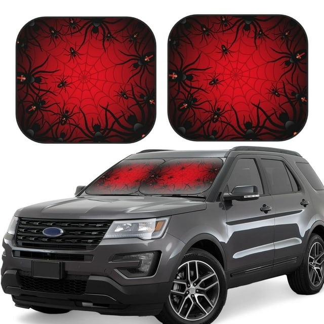 Saiise Spiders On The Web And Space for Foldable Car Sun Shades (2-Pack) Offer Sun Protection with an Easy-fold Design for Convenient Windshield Shading-Large
