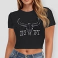 thumbnail image 2 of Women Tees Shirts Tops Western Graphic Cowboy Country Music Letter Cropped Fall Fashion Y2K Clothes 2025, 2 of 6