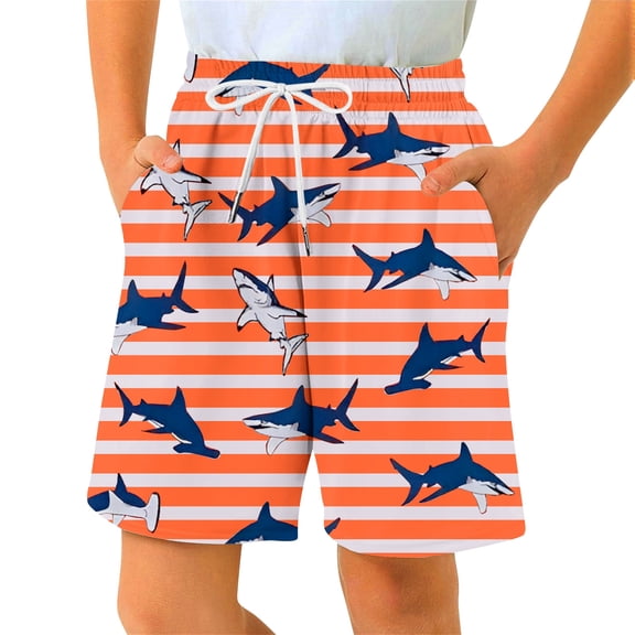 KKBOTIVE Boys Summer Shorts Cargo Shorts Elastic Waist Jogger Sports Short Cozy with Pockets for Outdoor Running Holiday Shorts Kid's Fashion Clothes, Orange Size: 13-14 Years