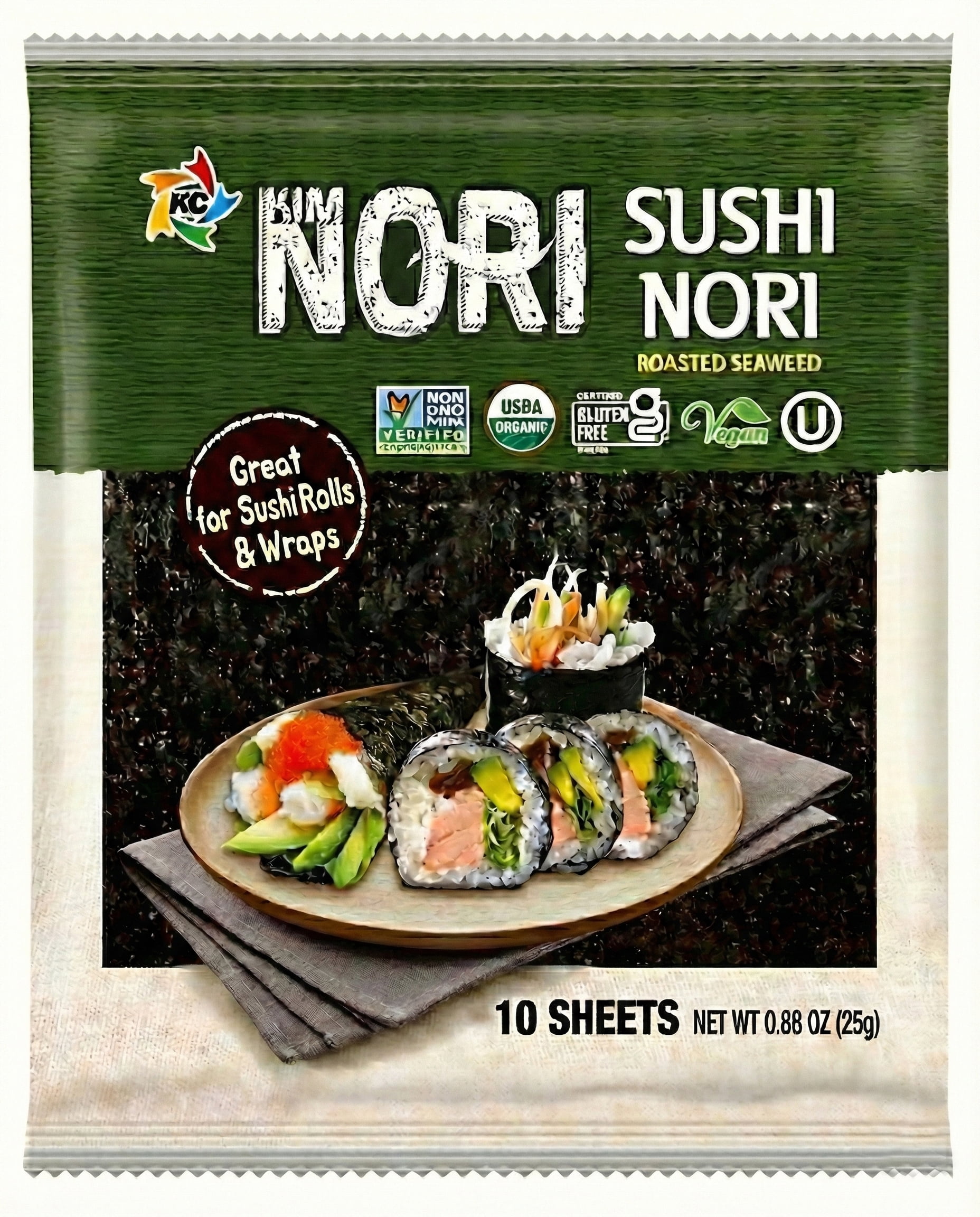 Organic Yaki sushi nori (50 full sheets), 125g, Vegan Roasted