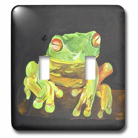 3dRose Tree Frog - amphibian, tree frog, green frog, green tree frog, tree, animal, nature - Double Toggle Switch (lsp_46775_2)