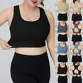 thumbnail image 7 of Plus Size Sports Bras for Women Large Bust Cutout Racerback Adjustable Gather Push Up Bra Wireless Workout Bralette, Blue, XXXXXL, 7 of 7