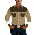 thumbnail image 2 of Wrtxtat Men's Western Cowboy Hippie Shirt Vintage Aztec Camo Printed Casual Pearl Snap Button Up Slim Fit Long Sleeve Work Cargo Shirts with Two Chest Pockets Khaki#04 XXXXXL, 2 of 7