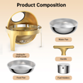 thumbnail image 5 of 6QT Roll Top Chafing Dish Buffet Set, Round Stainless Steel Buffet Servers and Warmers, Catering Food Warmers with Glass Window for Catering, Parties, Wedding, 5 of 6