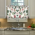 thumbnail image 2 of Yayeee Kitchen Curtains Tier Pair Light Filtering 27"x36" Rod Pocket Short Cafe Window Panel, White Christmas Holly, 2 of 7