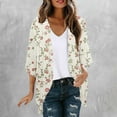 thumbnail image 2 of jsaierl Women Floral Print Lightweight Chiffon Kimono Cardigan Short Sleeve Loose Beach Wear Cover Up Blouse Top, 2 of 6