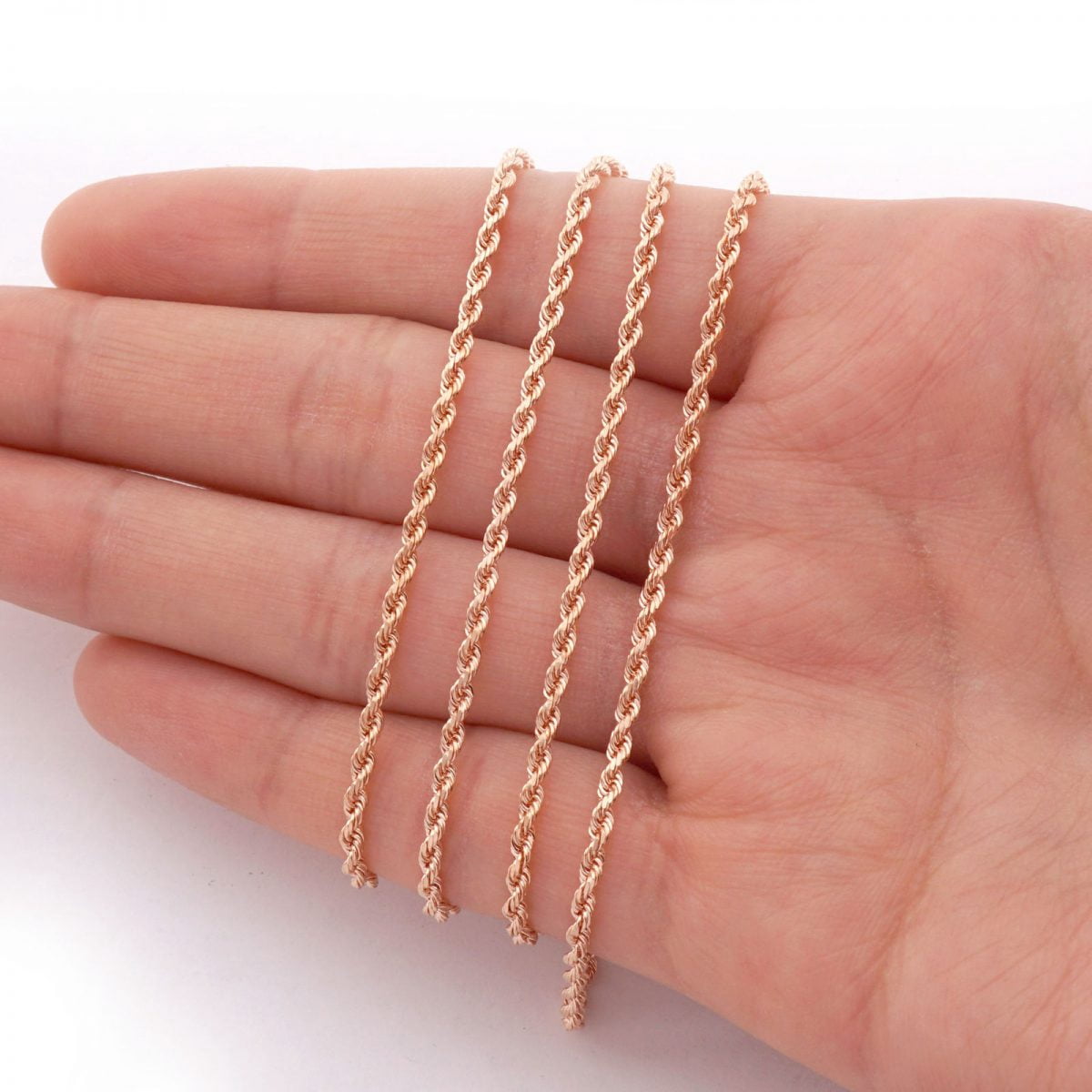Solid 14k Rose Gold Diamond Cut Rope 