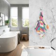 thumbnail image 2 of Yayeee 2 Pack Hand Towels for Bathroom 100% Cotton 16" x 28" Soft Absorbent Kitchen Towel, Pink Geometric, 2 of 7
