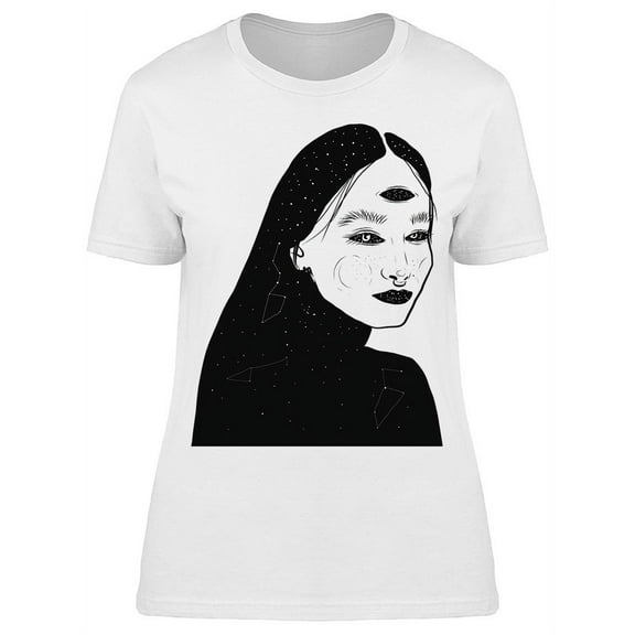 Girl Third Eye On Forehead T-Shirt Women -Image by Shutterstock, Female x-Large