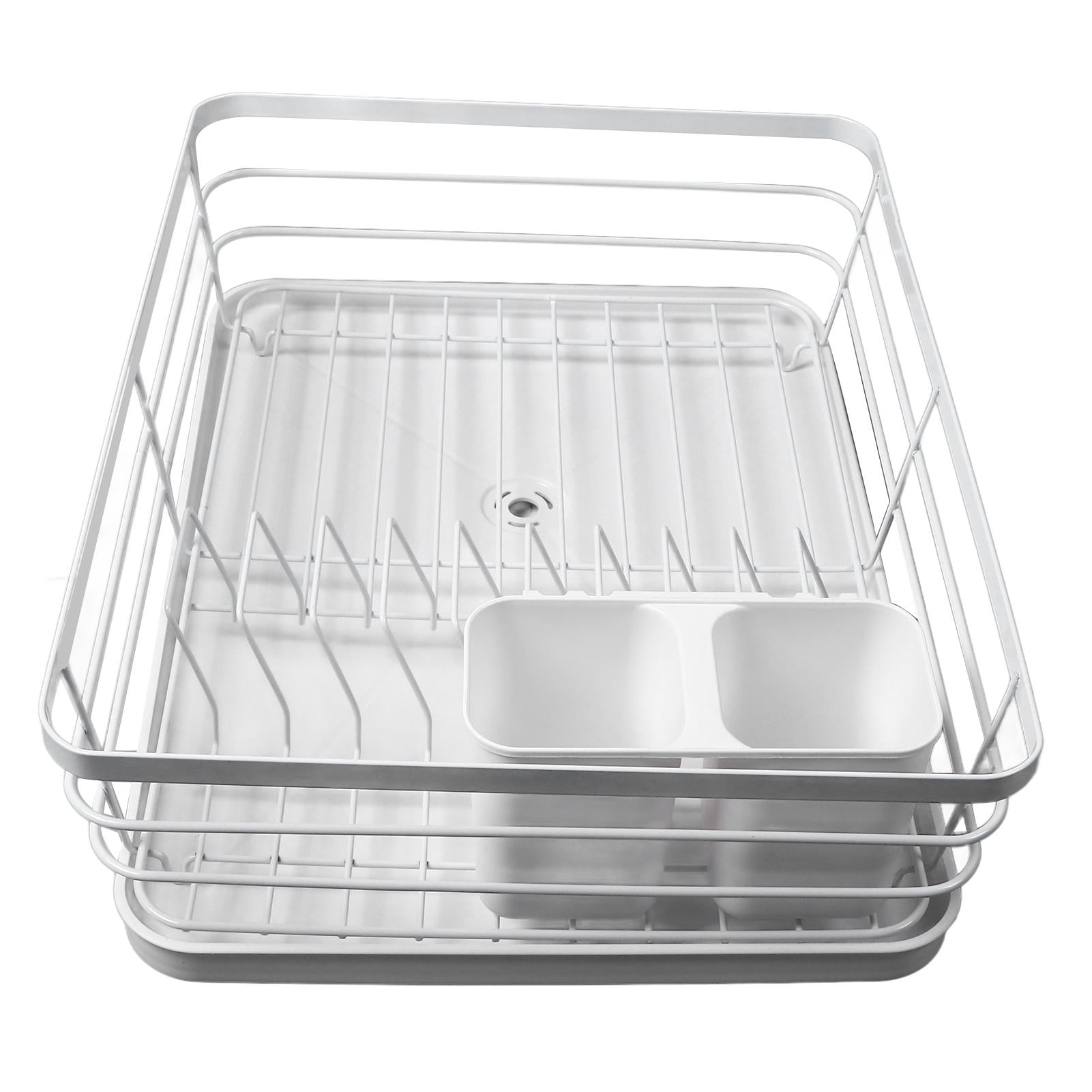M Buder Space‑Saving Metal Dish Drying Rack with Drainboard – 16.9” Long, Durable, Non‑Slip, Multi‑Size Capacity for Kitchen Counter