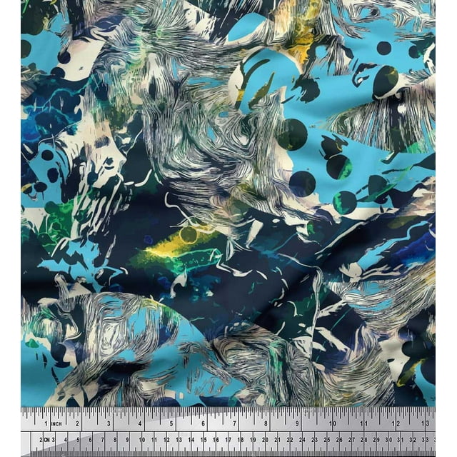 Soimoi Moss Georgette Fabric Animals & Texture Printed Craft Fabric by The Yard 42 Inch Wide