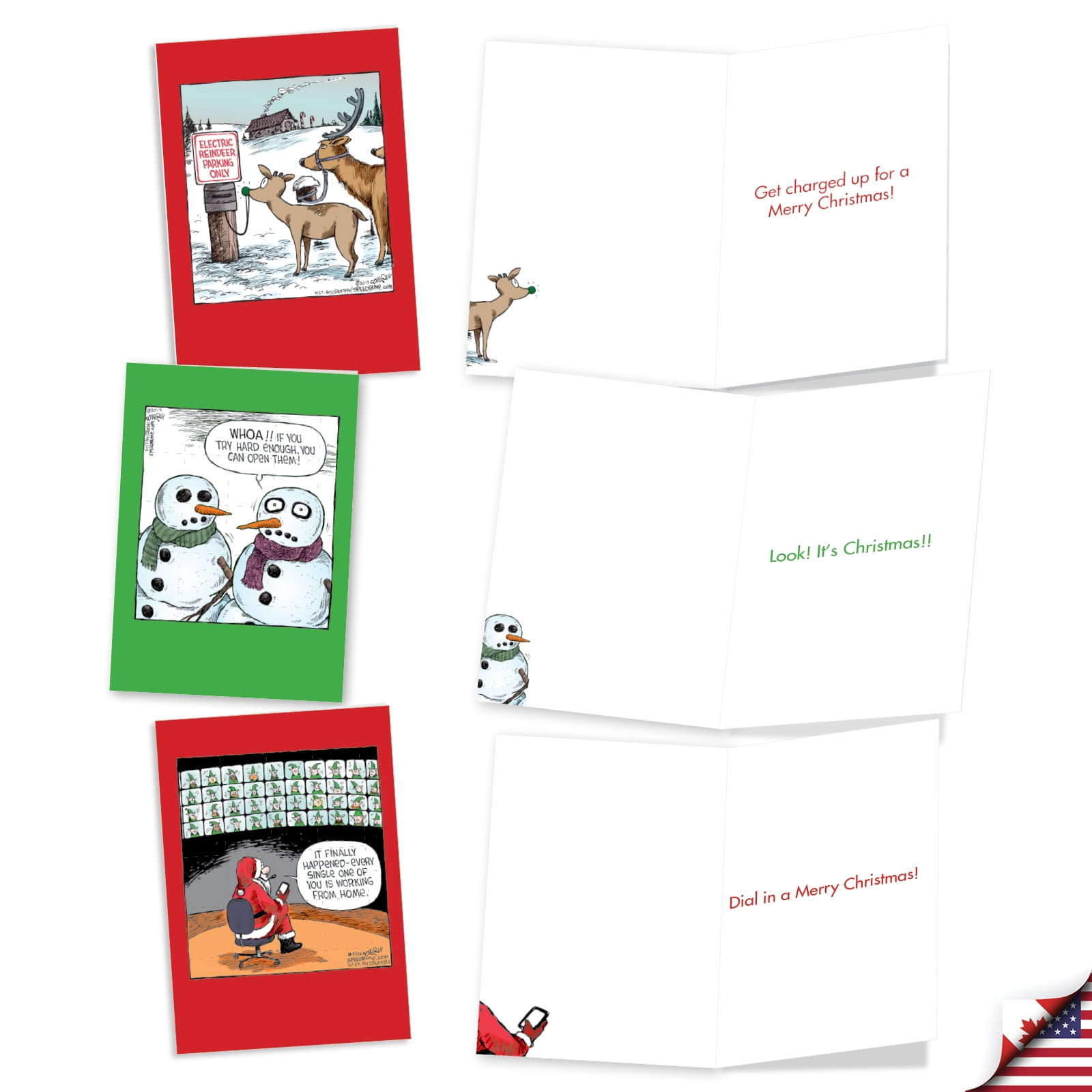 NobleWorks 20 Assorted set Funny Christmas Mixed Occasions Greeting Cards w/5 x 7 Inch Envelopes (10 Designs, 2 Each) A Coverly Christmas AC5554XXG-B2x10