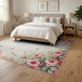 thumbnail image 3 of ODIKA 6'x9' Washable Area Rug Coquette Scattered Rose Bouquet With Delicate Bow Accents Vintage for Family Room, Living Room, Master Bedroom, Non-Slip, Easy Care, 3 of 7