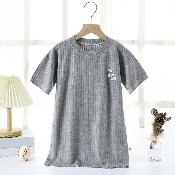 Robe d'Été pour Tout-Petits, Chemise de Nuit Fille, Style Mince, Manches Courtes, Vêtements de Maison, Imprimé Lapin, Pyjamas Assortis pour Enfants, Pyjamas pour Handicapés, Vêtements pour Bébé Garçon avec Avions, Tenues 3 Pcs pour Bébés Garçons, Lapin
