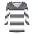 thumbnail image 6 of V-Neck Tops for Women Casual Printed 3/4 Sleeve Loose Fit Everyday T-Shirt Gray XXL, 6 of 6