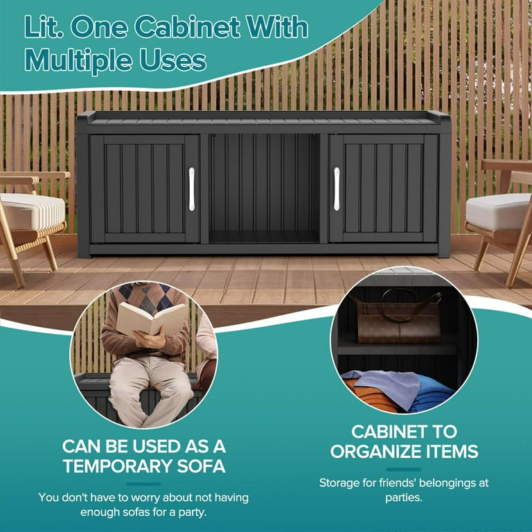 Shoe Cabinet Waterproof UV-Resistant,Storage Bench Indoor Outdoor