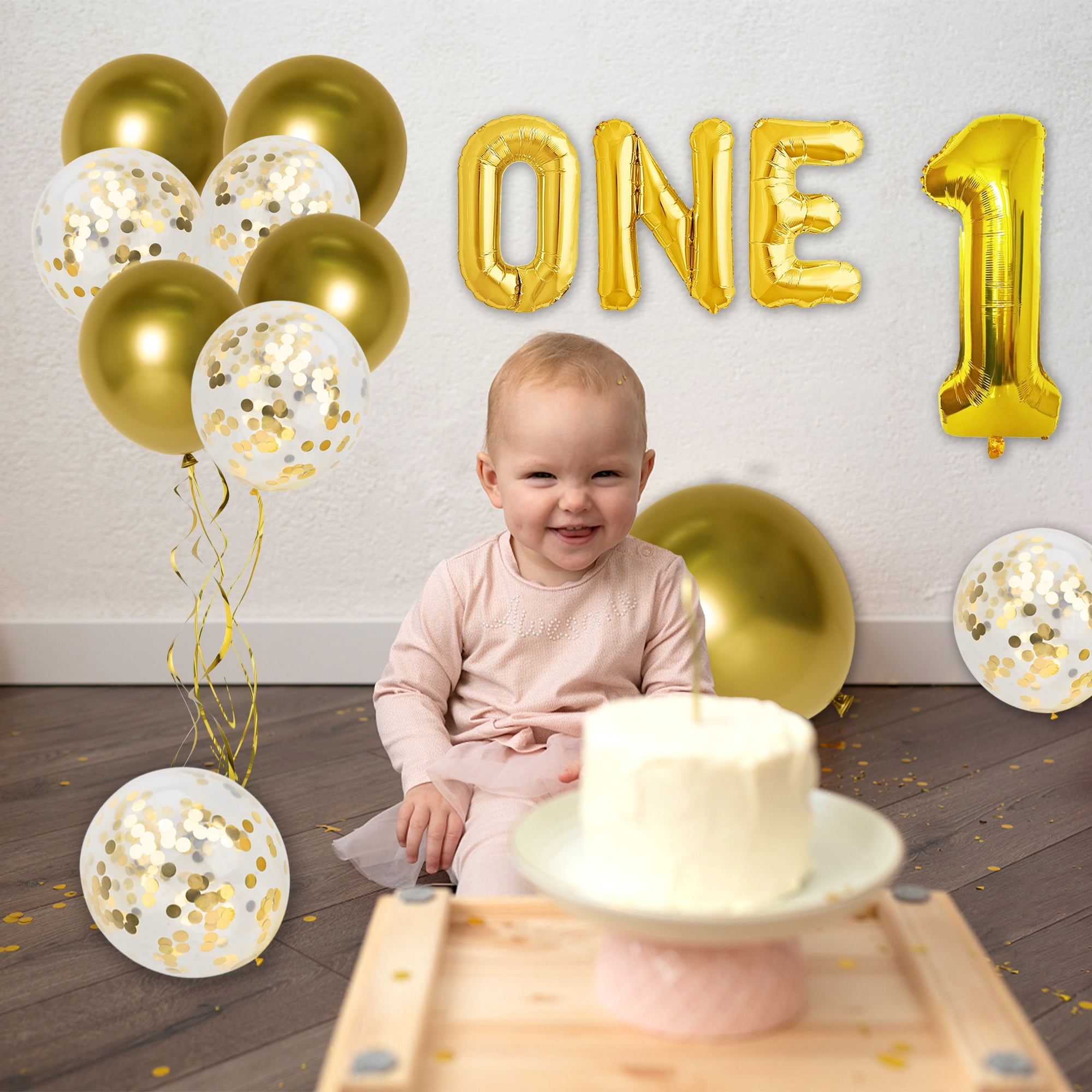 Large, Gold One Balloon for First Birthday - Number 1 Balloon, 40 Inch | 1st Birthday Girl Decoration | Gold 1 Balloon for First Birthday | 1st Birthday Balloons, 1st Birthday Decorations