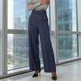 thumbnail image 5 of hlysgo Womens Dress Pants Causal Elastic Waist Straight Wide Leg Trousers Business work Officewear Pant with Pockets Navy,L, 5 of 5