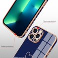 thumbnail image 2 of Compatible with iPhone 13 Pro Max Case Heart Plating Electroplate Luxury Elegant Case Camera Protector Soft TPU Shockproof Protective Back Cover Designed for iPhone 13 Pro Max Case -Blue, 2 of 11