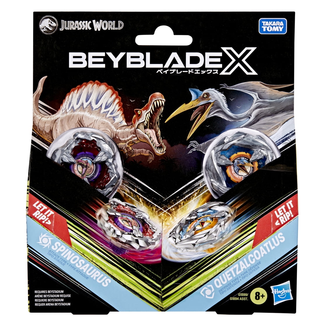 Beyblade X Jurassic World Collab T. Rex vs. Mosasaurus Multipack