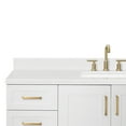 thumbnail image 5 of ARIEL Taylor 60" White Bathroom Vanity, 1.5" Edge Carrara Quartz Countertop & Splash, Rectangular Sink, 2 Soft Closing Doors, 9 Full Extension Dovetail Drawers, Toe Kick, Satin Brass, 5 of 9