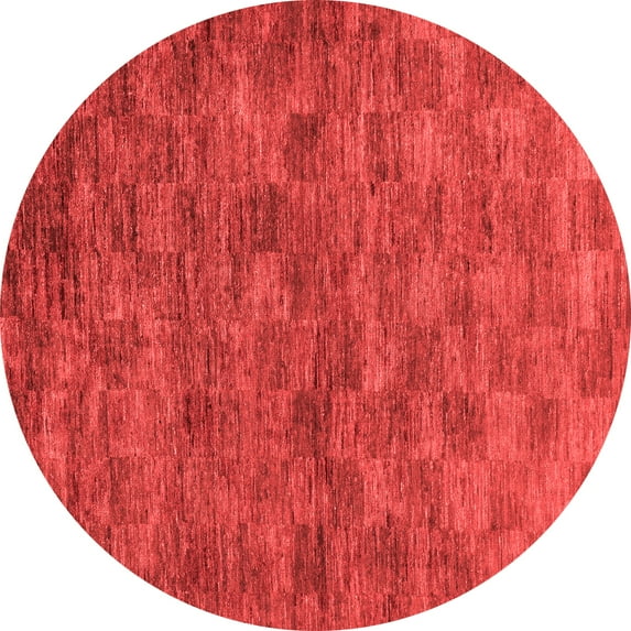 Ahgly Company Indoor Round Abstract Red Modern Area Rugs, 8' Round
