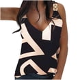 thumbnail image 2 of Azrian Womens Tops Fall Saving,Womens Plus Blouses Sleeveless Casual V-Neck Metal Buckle Sling Printed Vest Tank Tops Blouse Camisole on, 2 of 6