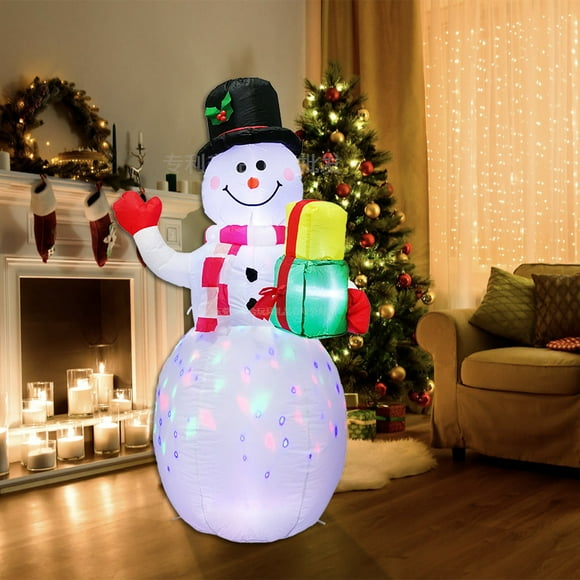5ft Christmas Inflatables Snowman w/Colorful Rotating LED Lights, inflatable Christmas Yard Decorations, Christmas Blow Ups Snowman