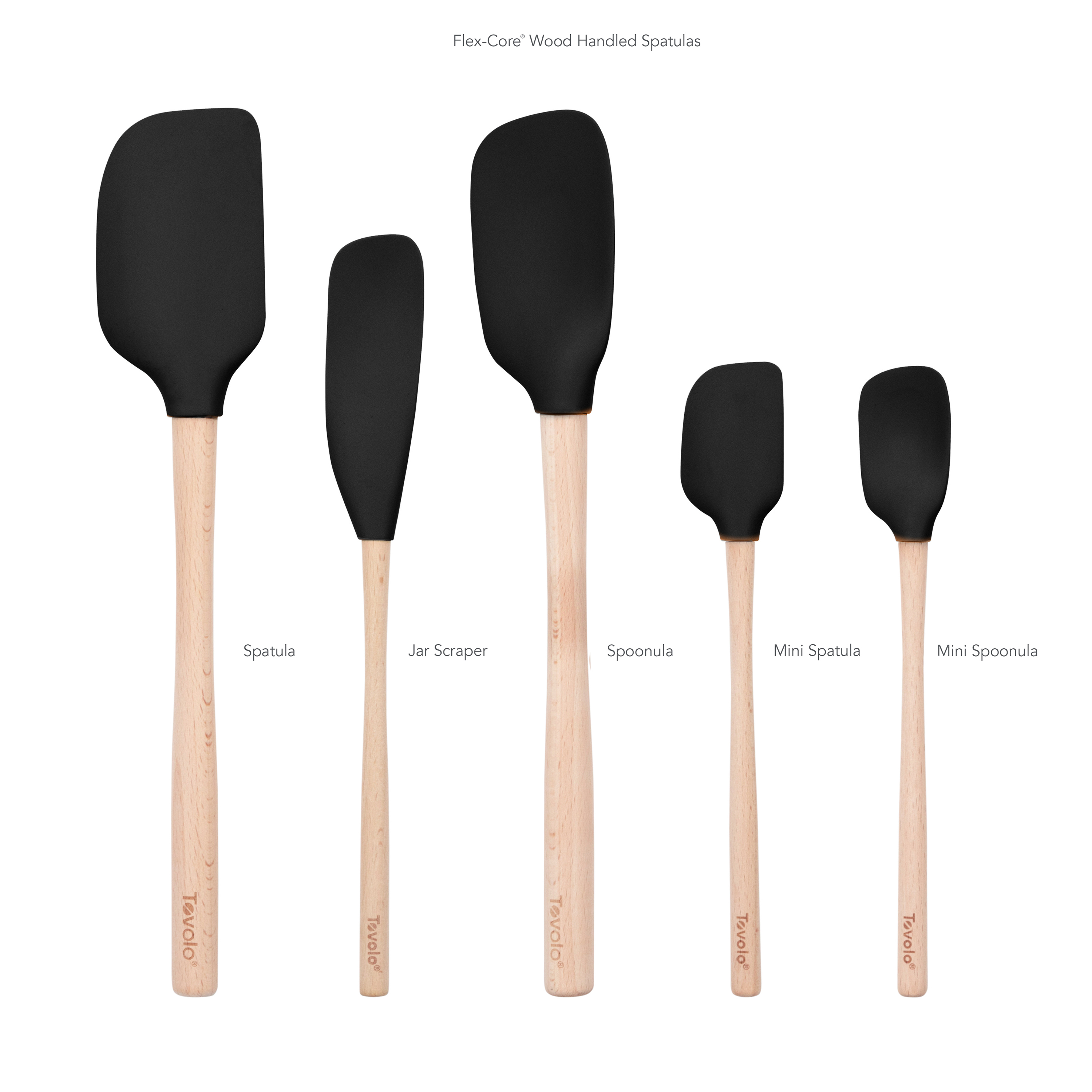 Tovolo Flex Core Silicone Spatula with Wooden Handle Set
