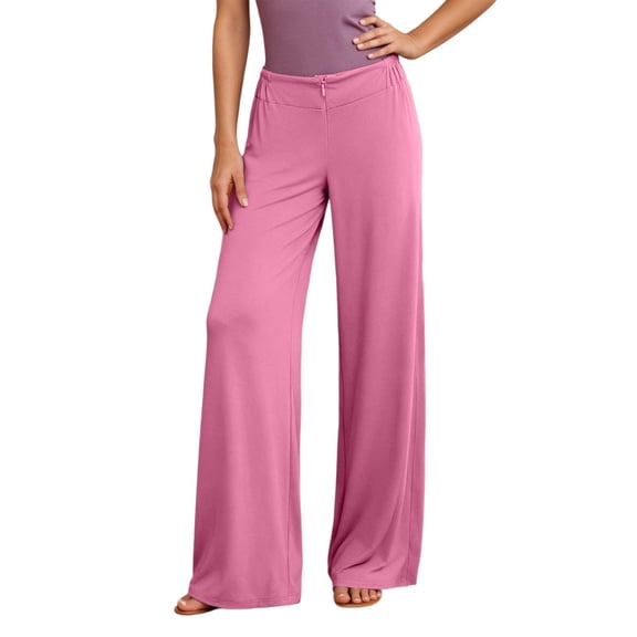 Bibifish Womens Yoga Pants Zipper Closure V Waist Flowy Wide Leg Trendy Summer Winter Solid Workout Pants