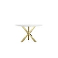 thumbnail image 2 of Pemberly Row Gloss Lacquer & Polished Steel Metal Dining Table in White/Gold, 2 of 3