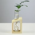 thumbnail image 6 of Walbest Simple Nordic Hydroponic Tube Glass Vase & Wooden Stand Set, Wooden Stand Hydroponic Plant Container Home Office Desktop Ornament Decoration, 6 of 7