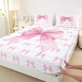 thumbnail image 4 of Erosebridal Cute Bowknot Queen Sheet Sets for Girls, Pink Ribbon Bed Set, 1 Flat Sheet, 1 Fitted Sheet and 2 Pillowcases, 4 of 5