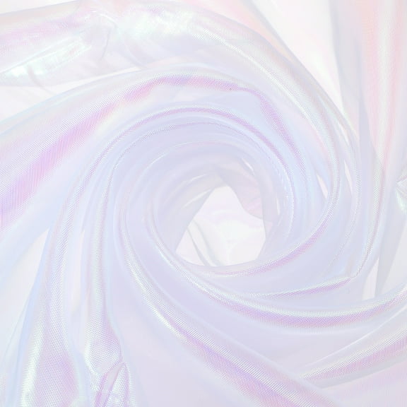 Uxcell Iridescent Sheer Organza Fabric, 10 Yards x 59 Inches Solid Laser Holographic Shiny Fabric, White