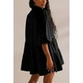 thumbnail image 4 of Chouyatou Women's Summer Puff Sleeve Tiered Tunic Babydoll Dress Cute Mini Button Down Shirt Dress, 4 of 5