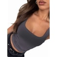 thumbnail image 2 of Women'S Sleeveless Square Neck Tank Top Double Layer Basic Crop Tops Summer Fitness Workout Casual Tops Grey M, 2 of 7