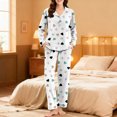 thumbnail image 4 of Youpwaven Valentines Pajamas Set for Womens Heart Print Soft Breathable Milk Silk Button up Collared Sleepwear, 2-Piece, Size L, 4 of 6