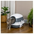 thumbnail image 2 of Cat Litter Box Enclosed, Dome Cat Toilet with Door & Scoop, White/Gray, 2 of 7