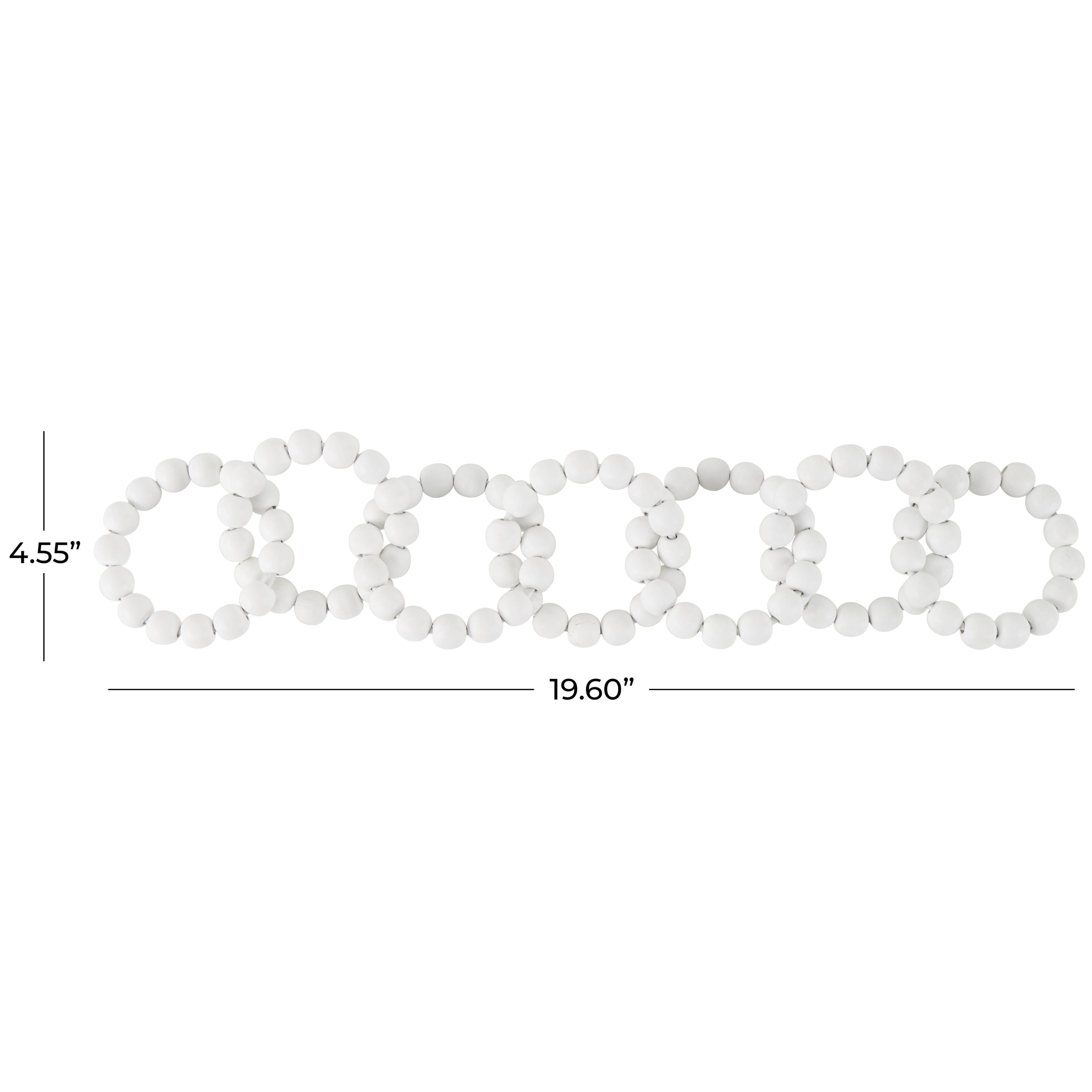 20" x 2" White Wood Beaded 7 Link Chain Sculpture, by DecMode