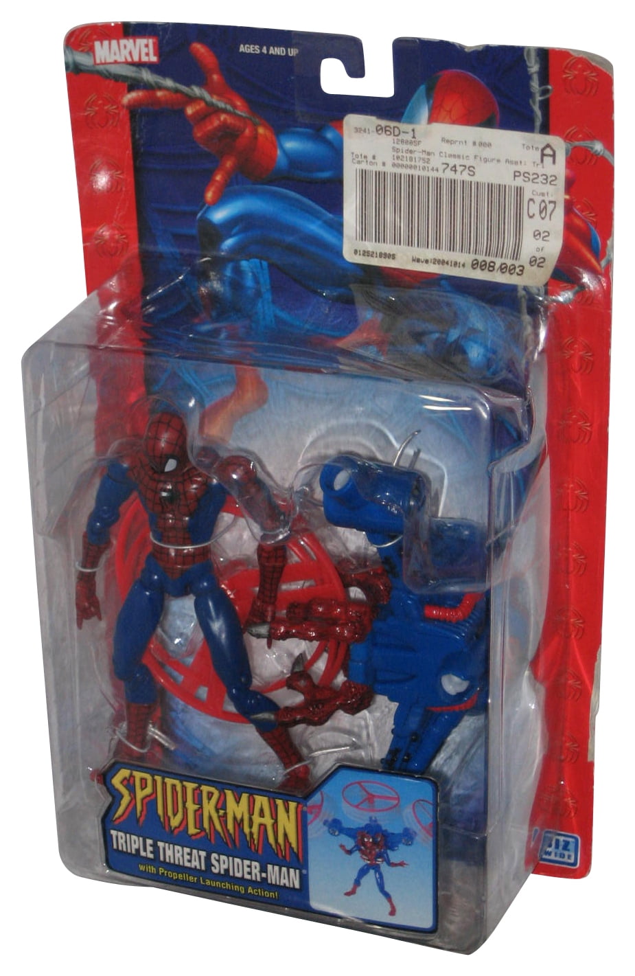 Marvel Spider-Man Triple Threat (2004) Toy Biz Figure w/ Propeller  Launching Action 