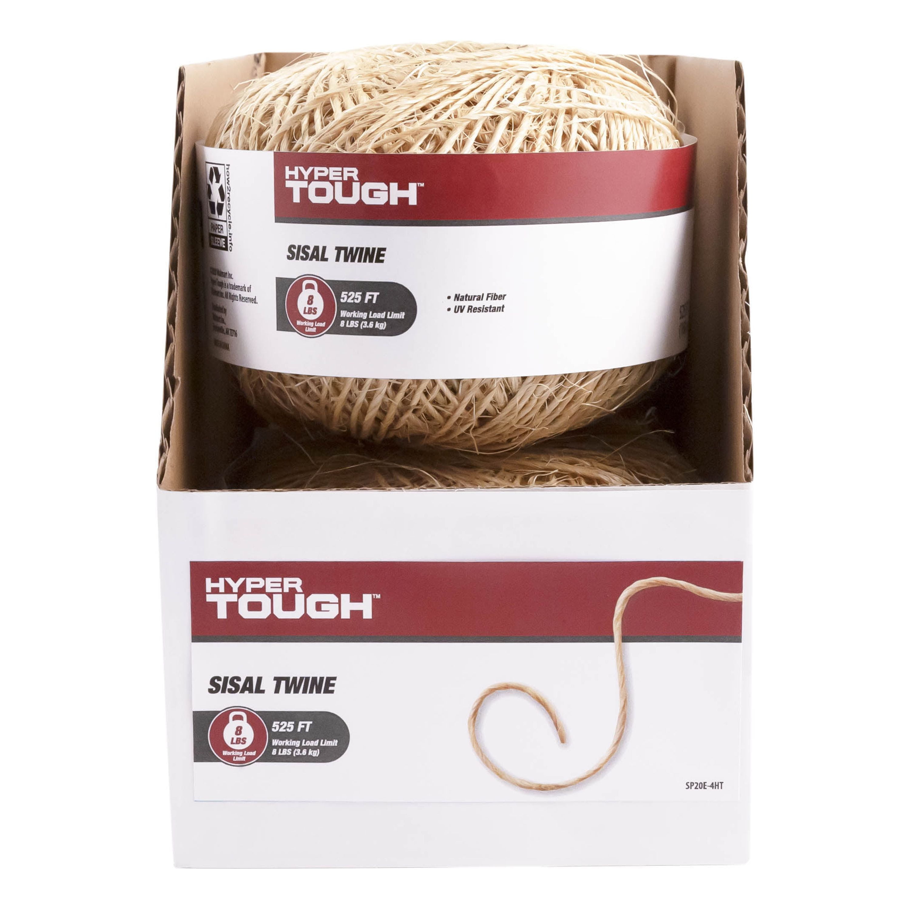 (2 pack) Hyper Tough Item# SP20E-4HT, Sisal Twisted Twine, Natural Color, 525' Length, 1 Each
