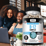 Kaya Naturals B-12 Complex Supplement for Energy & Metabolism Support, Non-GMO, 60 Capsules