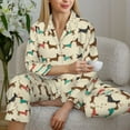 thumbnail image 6 of Saiise Dachshund Dog Print Women Soft Pajama Sets,Long Sleeve Sleepwear Button Up 2-Piece Pjs Lounge Sets-Medium, 6 of 7