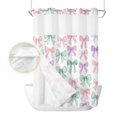 thumbnail image 2 of Pink Purple Teal No Hook Shower Curtain Waterproof, Bathroom Curtains with Snap in Liners and See Through Top Window, Watercolor Bow Farmhouse Hotel Style Bathtub Curtains Shower 72"Wx96"L, 2 of 8